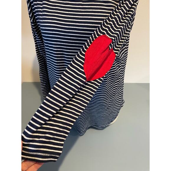 Francesca's Collection Miami women’s striped tee heart elbow patches size M - Picture 3 of 9